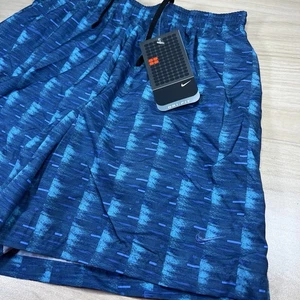 Vintage Nike Womens Running Shorts Blue Lined Y2K Geometric NWT Size Small - Picture 1 of 9