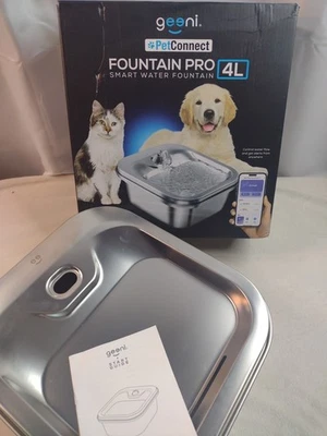 Geeni PetConnect Smart Pet Water Fountain 4L Stainless Steel Dog Cat WiFi Alexa - Image 1 of 4