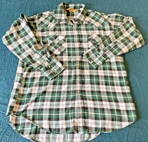 Camicia vintage anni 90 Big Mac flanella perla snap manica lunga, verde a quadri XL - Foto 1 di 23