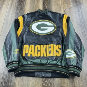 Chaqueta de cuero vintage de los Green Bay Packers para hombre L negra Carl Banks G3 NFL fútbol - Imagen 1 de 14