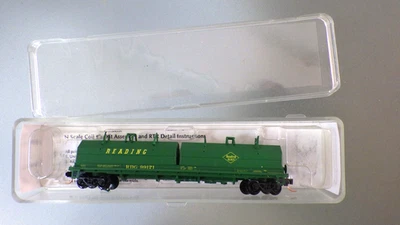 N-Scale RED CABOOSE 100-Ton Evans Coil Car RDG / READING Lines in Box w/ MTL's - Image 1 of 4