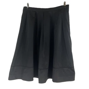 Hobbs Black Cotton Blend Pleated A-Line Skirt UK 16 - Picture 1 of 7