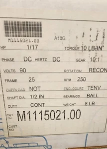 M1115021.00 Leeson Electric Motor 1/17 HP 250 Rpm 90 V DC  - Picture 1 of 4