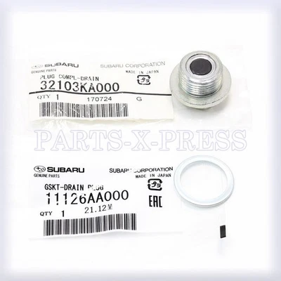NEW GENUINE OEM SUBARU MAGNETIC DRAIN BOLT & WASHER SET11126AA000 & 32103KA000 - Image 1 of 4