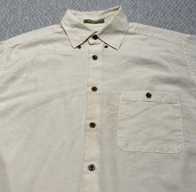 VINTAGE Orvis Shirt Mens XL Extra Large Loose Tan Hemp Tencel Lyocell Button Up - Image 1 of 4