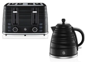 Swan Symphony 1.7L Kettle / 4 Slice Toaster Set Black - Picture 1 of 1