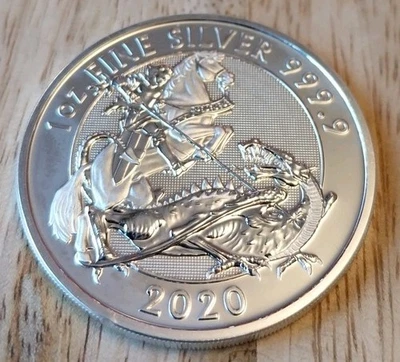 2020 Royal Mint Valiant George & The Dragon 1oz .999 Solid Silver Coin & Capsule - Image 1 of 4