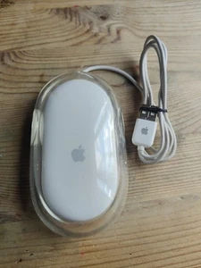 Vintage Apple Mouse Wired USB Optical White Clear Shell Tested Working PC Laptop - Afbeelding 1 van 6