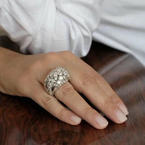 Multi Shape Cubic Zirconia With Different Cuts This Extra Large 925 Silver Ring - Picture 1 of 8