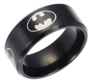 Batman Shield Logo Black Band Stainless Steel RING Multiple Adult Sizes - Picture 1 of 1