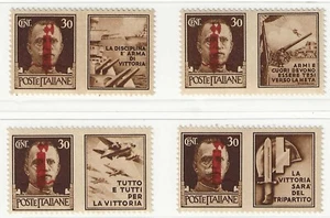 1944 RSI - Propaganda Guerra soprastampa rosso bruno 30 c. completa MNH** - Picture 1 of 1