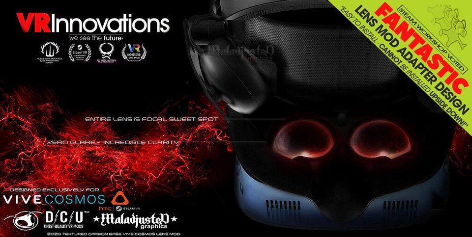 VR INNOVATIONS BEST SELLING GEAR VR LENS MOD FOR HTC VIVE COSMOS + ELITE- *NO CONFIG EDIT REQ.