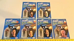 Star Trek TNG 1988 Galoob 6 Crew Figure Set Picard Riker Data Yar LaForge Worf - Picture 1 of 8