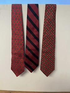 Lote 3 Corbatas TOMMY HILFIGER Rojo Azul Hombre Seda Rayas Geométricas Clásicas - Imagen 1 de 5