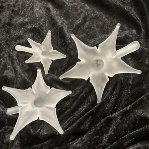 3er Set Vintage Hamon Kunst Glas Hibiskus Lilie Knospe Vase mundgeblasen Mid Century Mod - Bild 1 von 6