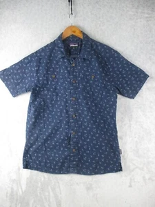 Patagonia Shirt Men Size M Go To Short Sleeve Button Up Acorns Print Cotton - Picture 1 of 12