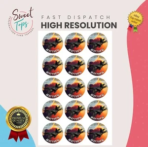 15X FIGHTER JET BIRTHDAY 2" PERSONALISED ROUND EDIBLE CUPCAKE TOPPERS - Picture 1 of 1