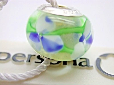 .925 PLATA ESTERLINA PERSONAJE ENCANTO CLARO BLANCO MURANO AZUL VERDE FLORES NUEVO B15 Foto 1 de 3