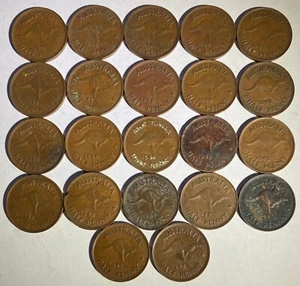 x22 1948 Australian Half Pennies (Y Dot) - King George VI, circulated, ungraded. - Bild 1 von 2
