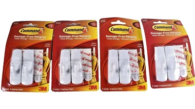 Ganchos de Uso General Command 1 lb Capacidad Plástico Blanco 8 Ganchos 16 Tiras Nuevo Foto 1 de 4