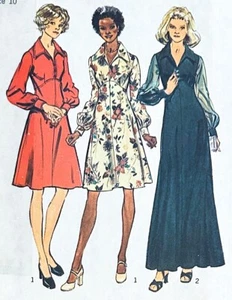 Dress Midi Maxi 10 Simplicity 5968 Sewing Pattern Collared VTG 70's Empire Waist - Picture 1 of 4