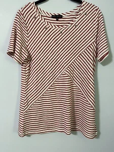 Napa Valley Women’s Top Shirt Red White Stripes - silver grommets, geometric PM - Picture 1 of 3