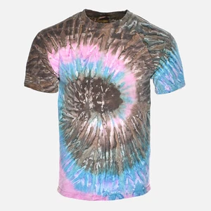 Camiseta De Colección Tie Dye Abstracta Marrón Rosa Teal Hecha a Mano Y2K Campamento Hippie Para Hombres - L - Imagen 1 de 4