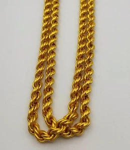WEDDING GIFT VINTAGE SOLID 22K SOLID FLEXIBLE CHAIN NECKLACE INDIA antique - Picture 1 of 7