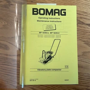 Bomag BP 10/36-2 18/45-2 OPERATION MAINTENANCE MANUAL PLATE COMPACTOR VIBRATORY - Picture 1 of 5