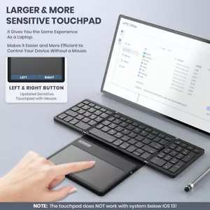 Tri-fold Wireless BT Keyboard with Touchpad Tablet Phone Computer Keyboard - Picture 1 of 10