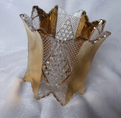 Antiguo azucarero de diamantes con paneles flash de oro Fostoria 575 de 1897 sin tapa Foto 1 de 4