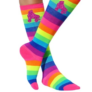 Bubblegum Divas Girls Rainbow Knee High Socks Roller Skate Skating Shoe SZ 4-11 - Picture 1 of 3