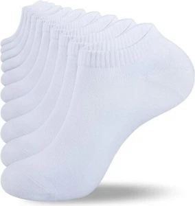 Sports Socks White Low Cut Socks for Men Women pack of 10 Pairs - Picture 1 of 4