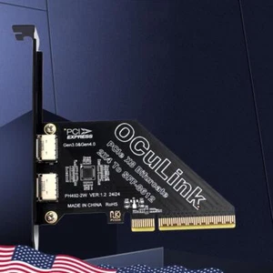 PCIeX8 To 2 Port Oculink SFF 8611 & 8612 PCIe Oculink Adapter Card for Win/Linux - Afbeelding 1 van 12