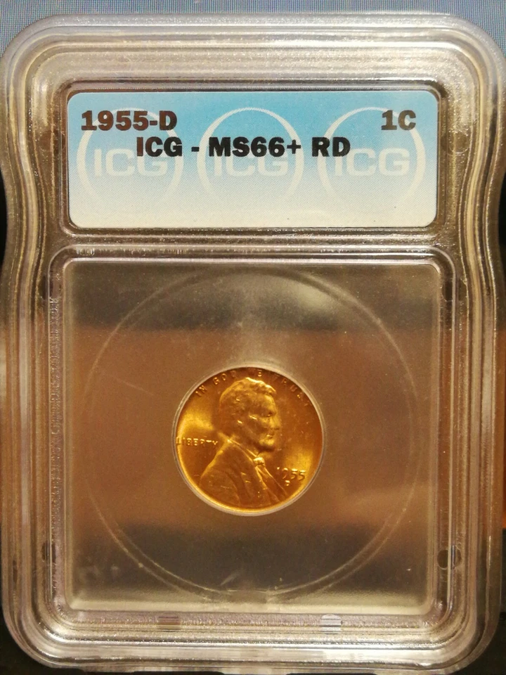 Lincoln Wheat Cent 1955-D - MS66+RD - Image 1 of 2