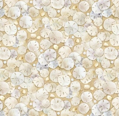Elizabeth Studio Landscape Medley Beach Sand Dollar Quilt Fabric by the Yard - Image 1 of 3