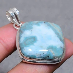 Caribbean Larimar Gemstone Handmade Fashion Ethnic Jewelry Pendant 1.9" SR 2248 - Picture 1 of 7