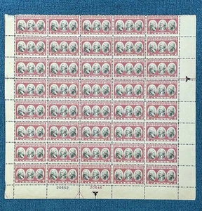 Scott #703, 2c Yorktown, Partial sheet/40, 2nd Left, #s20652(B)/20646(R), MNH - Picture 1 of 1