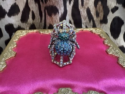 Betsey Johnson Spider Lux Синий Кристалл AB Паутина Кольцо ОЧЕНЬ РЕДКОЕ - Изображение 1 из 4