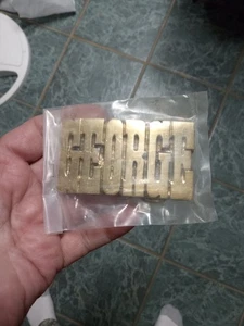 Hebilla de cinturón vintage de latón macizo con letras recortadas con nombre GEORGE - Imagen 1 de 2