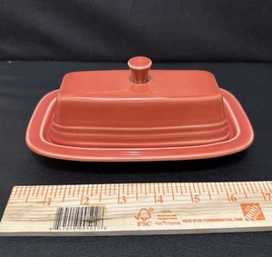 Fiestaware Lidded Butter Dish - Persimmon Orange Color - Excellent Condition - Picture 1 of 4