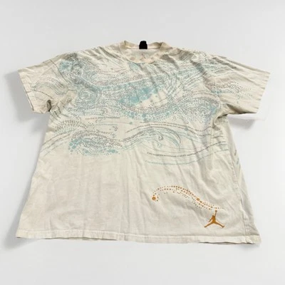Camiseta De Colección Y2K Air Jordan Para Hombres Blanco Azul Dorado Manga Corta Talla XXL 2XL Foto 1 de 4