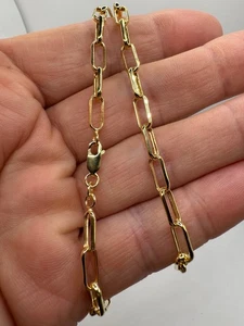 9 kt Gelbgold 4,8 mm Papierglied hohle Halskette Kette 18"/45 cm (0554) - Bild 1 von 6