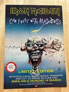 Vintage 1980er Jahre Iron Maiden Can I Play With Madness Original Werbung Werbung - Bild 1 von 1