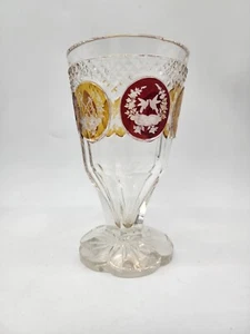 Antic Biedermeier Glass Vase, Goblet, XIX Century, Cut to Clear, Hand Made - Picture 1 of 13