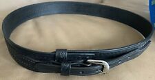 Aker Black Leather Pistol Police Belt - Varied Sizes - Patterned Side
