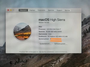 iMac 27 Zoll Ende 2009 Intel Core i7 Proze 16 GB RAM AMD Radeon HD 4850 512 MB - Bild 1 von 4