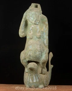 15.6" Old Chinese Bronze Ware Dynasty Palace Beast ride bird Statue sculpture - Picture 1 of 9