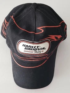Harley Davidson Hat Cap Racing Patch Black Orange Size Medium - Picture 1 of 4