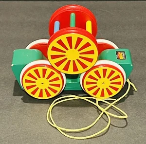 Vintage Original BRIO Wooden Pull Toy with Bell - Rolling Train Car - Picture 1 of 7